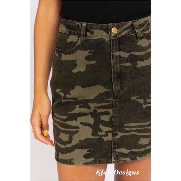 ❤️LAST 1! Olive Camo Washed Cotton Skirt! - Picture 6 of 6